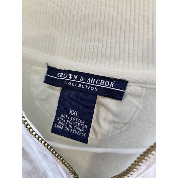 VINTAGE Crown & Anchor White Embroidered Nautical Zippered Jacket Women's XXL - Picture 3 of 6